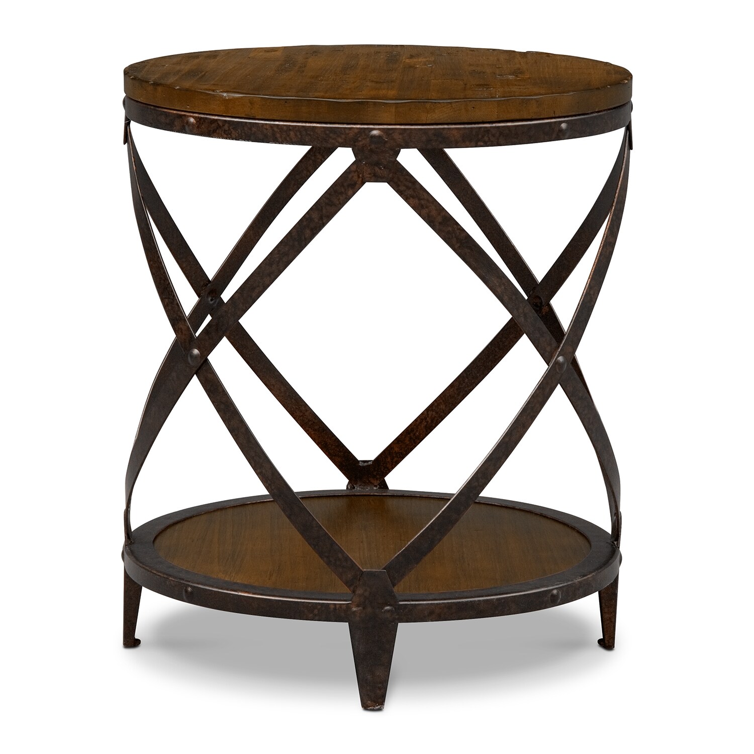 Shortline Round End Table - Distressed Pine | American Signature Furniture